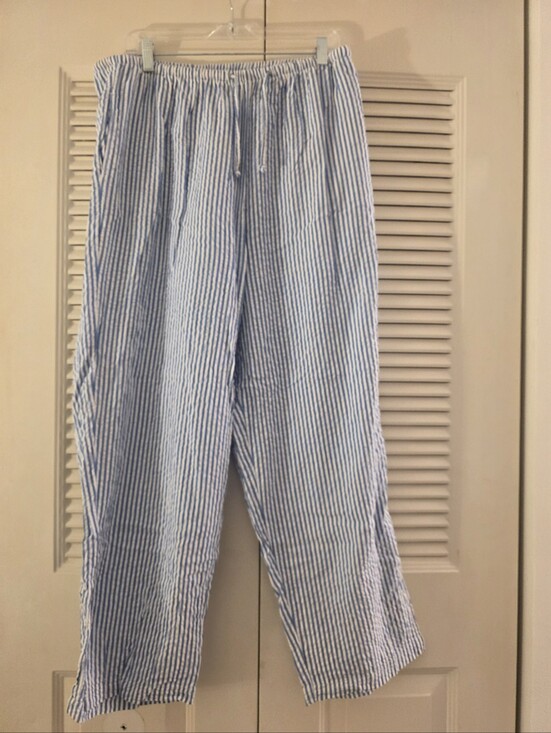 Roaman's Pants - Blue and White Striped Drawstring Pant
